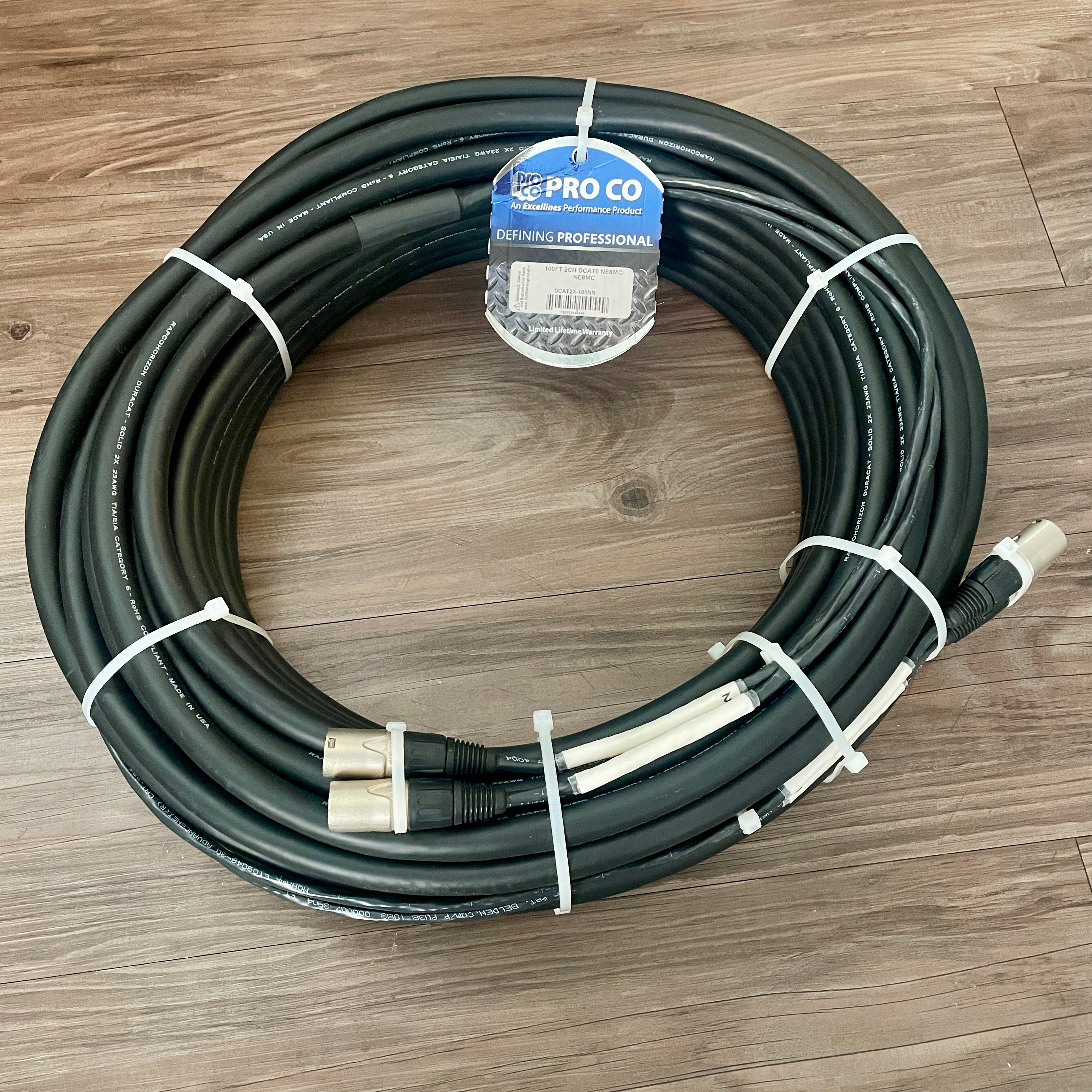 ProCo DCAT62X-100NN 100' Dual Cat6 Ethercon Cable