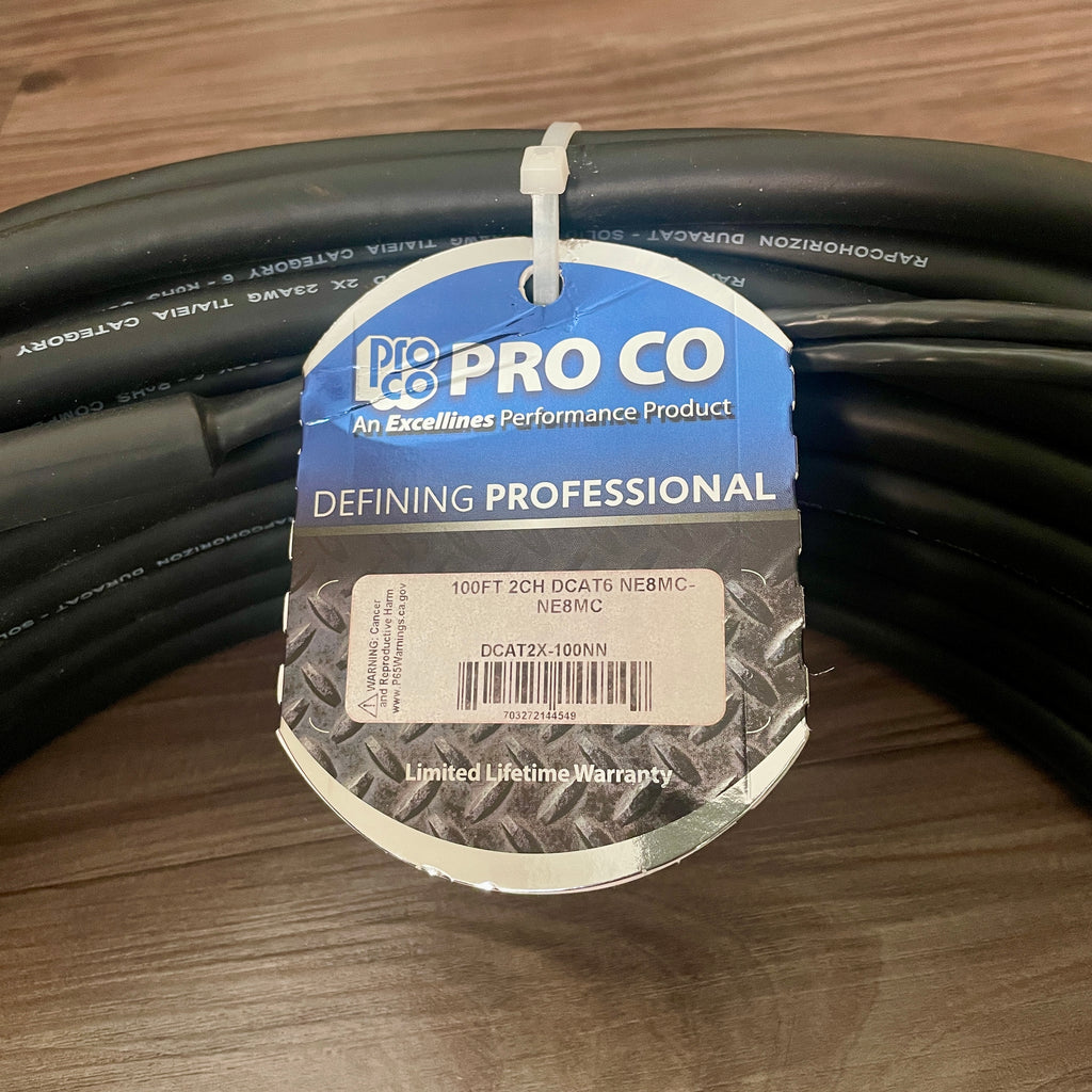 ProCo DCAT62X-100NN 100' Dual Cat6 Ethercon Cable